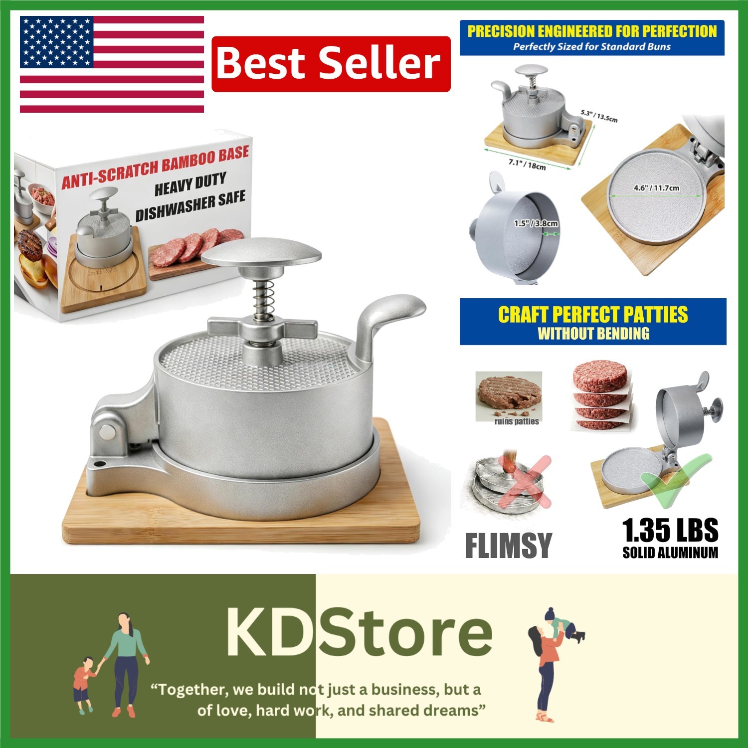 Luxury Heavy Duty Hamburger Press - Shape & Grill Perfect Burgers Effortlessly gallery