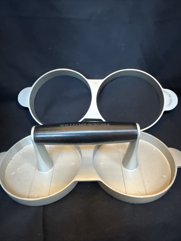 Williams Sonoma Double Burger Press Grill Marks Handle Silver Aluminum gallery