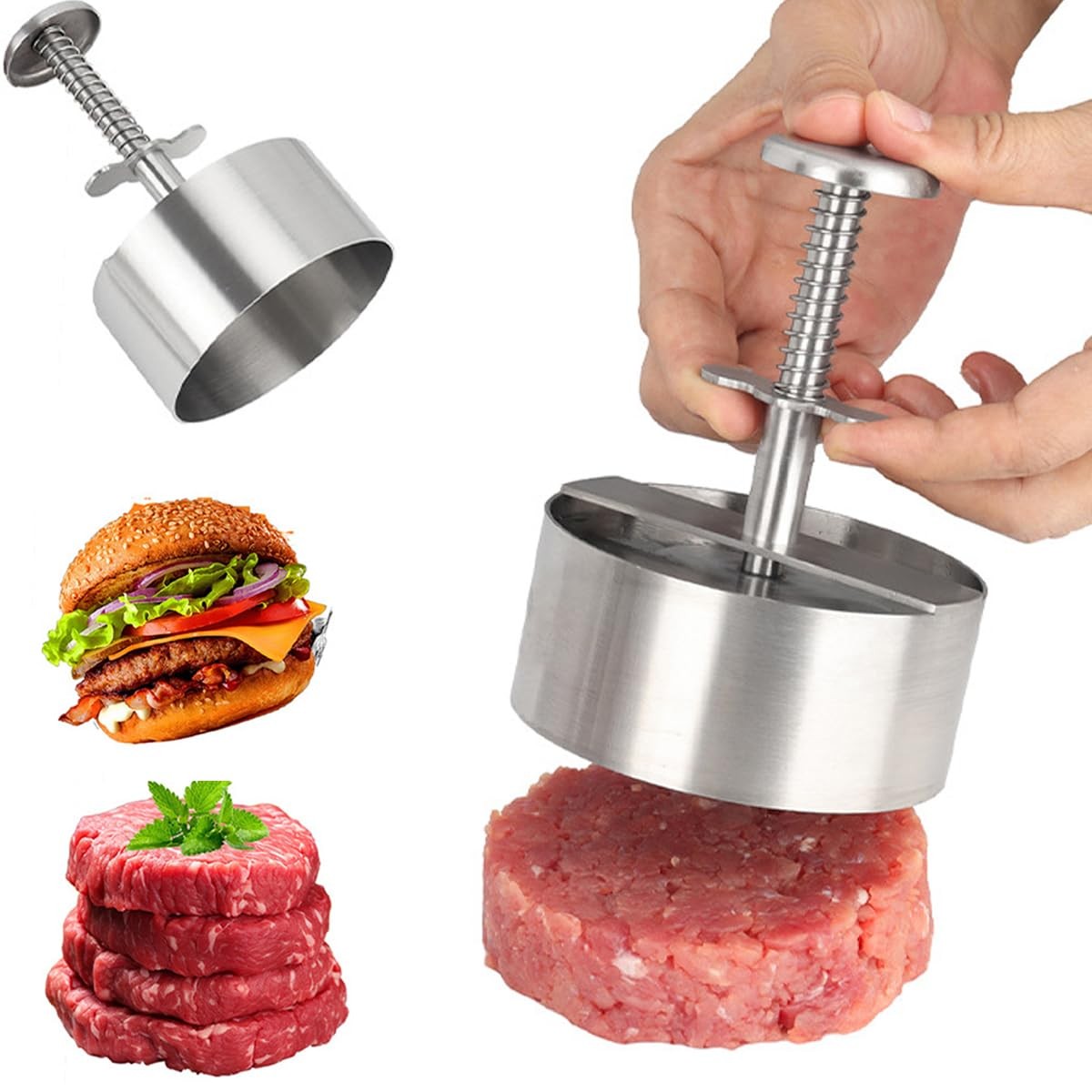 Burger Press Adjustable Hamburger Meat Patty Maker NonStick Stuffed Molds gallery