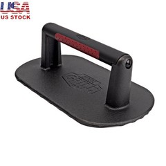 Cast Iron Griddle Press Heavy Duty BBQ Grill Weight Seared Lines Grease Remover
