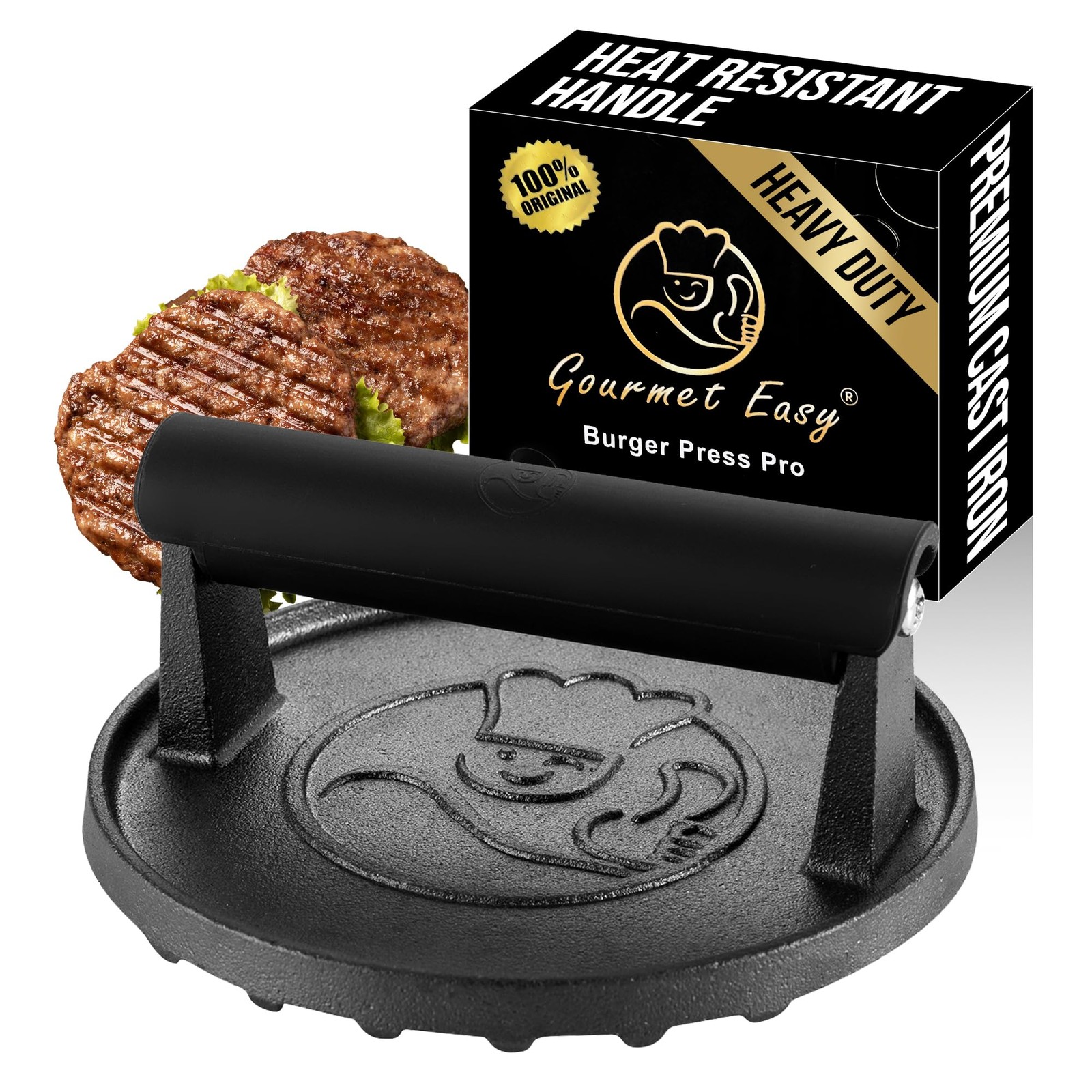 Smash Burger Press for Griddle, 5-Year Warranty, 2 lb Heavy Duty Burger Smash... gallery