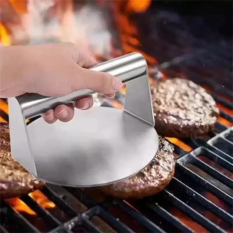 Stainless Steel Burger Press 5.51 Inch round Burger Smasher Heavy-Duty Smash gallery