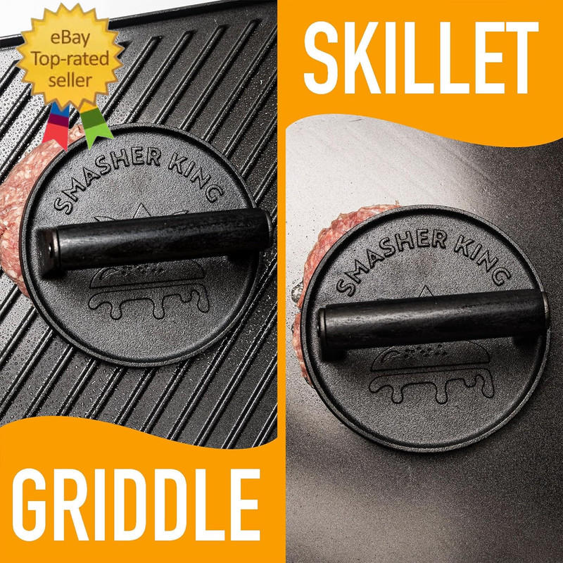 ™ - Premium Cast Iron Smash Burger Press Incl. 25 Pcs of Patty Paper gallery