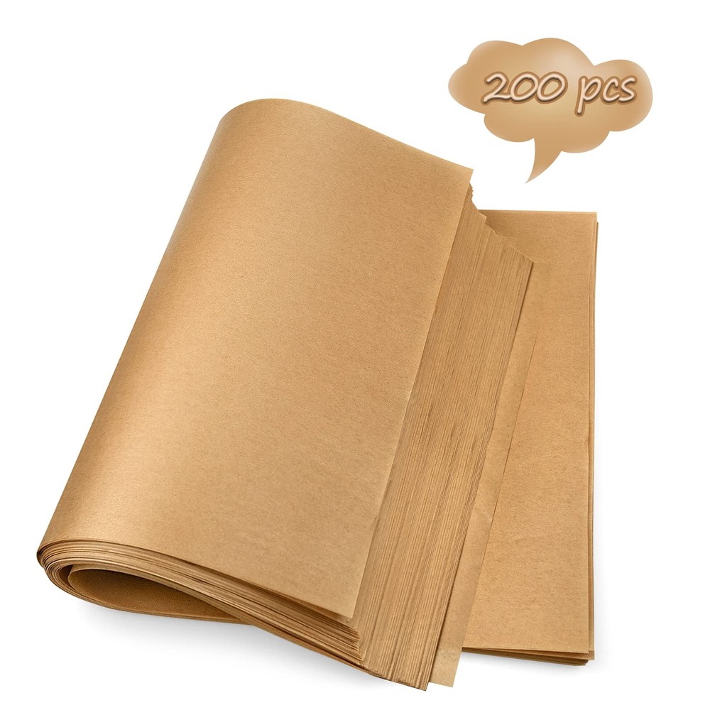DISSKNIC 200PCS Unbleached Parchment Paper 12 x 16, 12×16in-200ps,