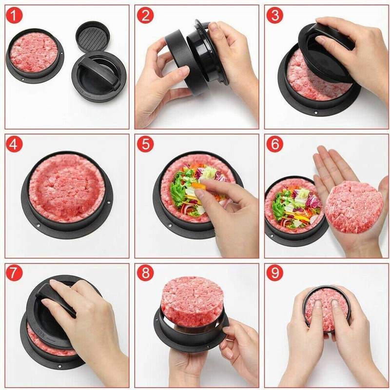 Non Stick Stuffed Burger Press Hamburger Patty Molds Maker Sliders BBQ 3 IN 1 US gallery