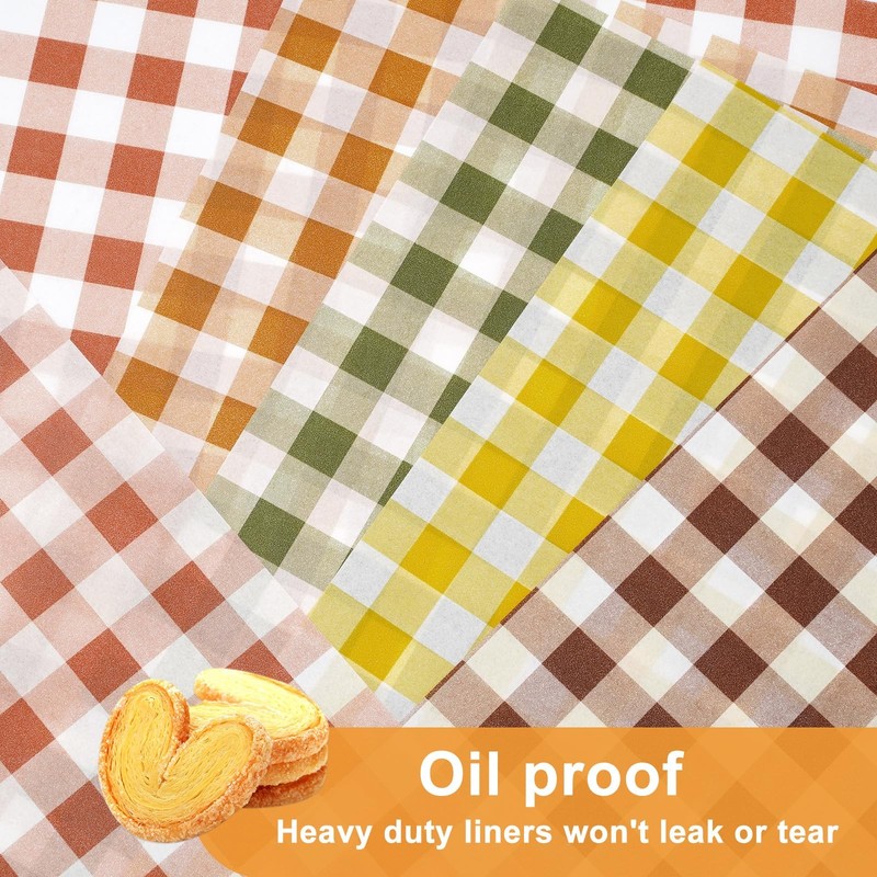 Whaline 300 Sheets Fall Plaid Wax Paper Greaseproof Waterproof 12 x 12 inches gallery