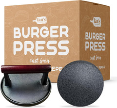Smash Burger Press 6.5″ Cast Iron Hamburger Press Heavy Duty – Burger Smasher Gr