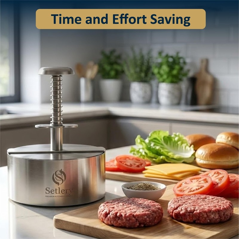 304 Stainless Steel Burger Press Patty Maker – 4.5" Heavy Duty Hamburger M gallery