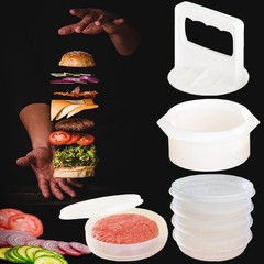 Hamburger Press Patty Maker Freezer 4 Containers with