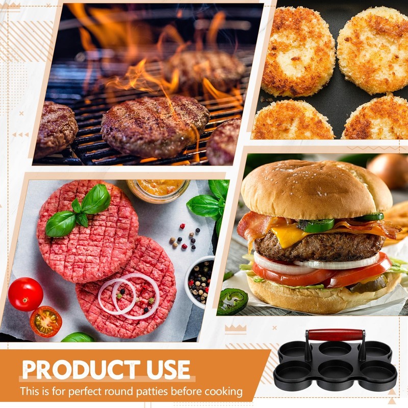 Mini Burger Press Small Meat Patty Maker Round Black Six 2.64Inch Molds gallery
