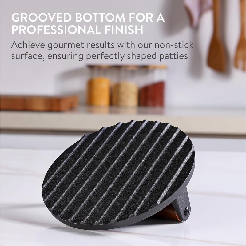 Ergonomic Cast Iron Burger Smasher for Perfectly Seared Patties - BBQ Essential gallery
