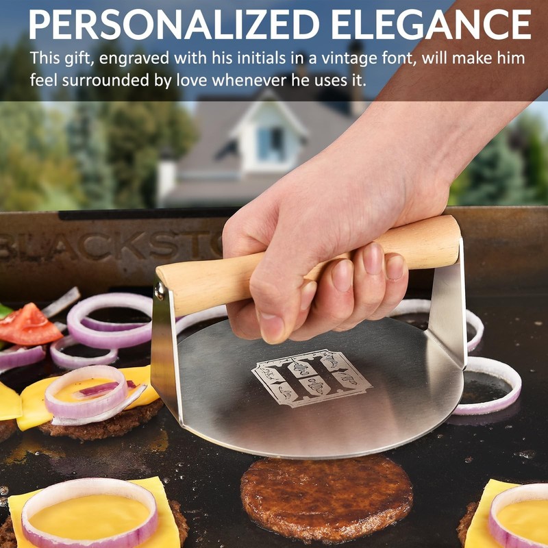 RTT Stainless Steel Burger Press-Engraved Letter Customized Gift idea,6 inch ... gallery