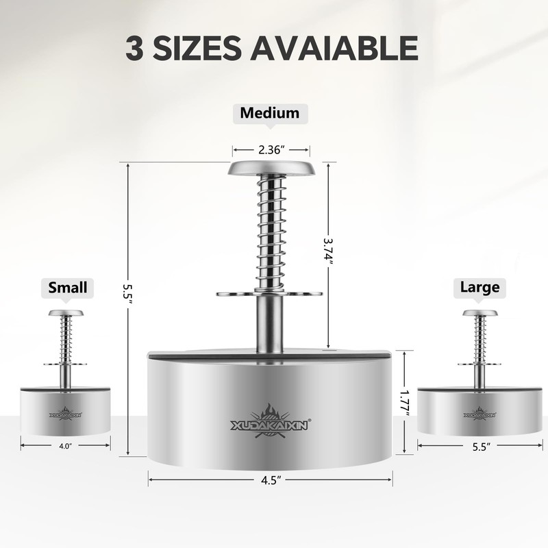 Burger Press Patty Maker 304 Stainless Steel Heavy Duty Easy Release NonStick B gallery