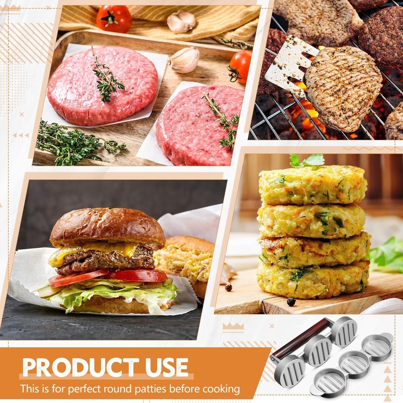 Mini Burger Press 3 Molds 2.64" Small Meat Patty Maker Round Hamburger BBQ gallery