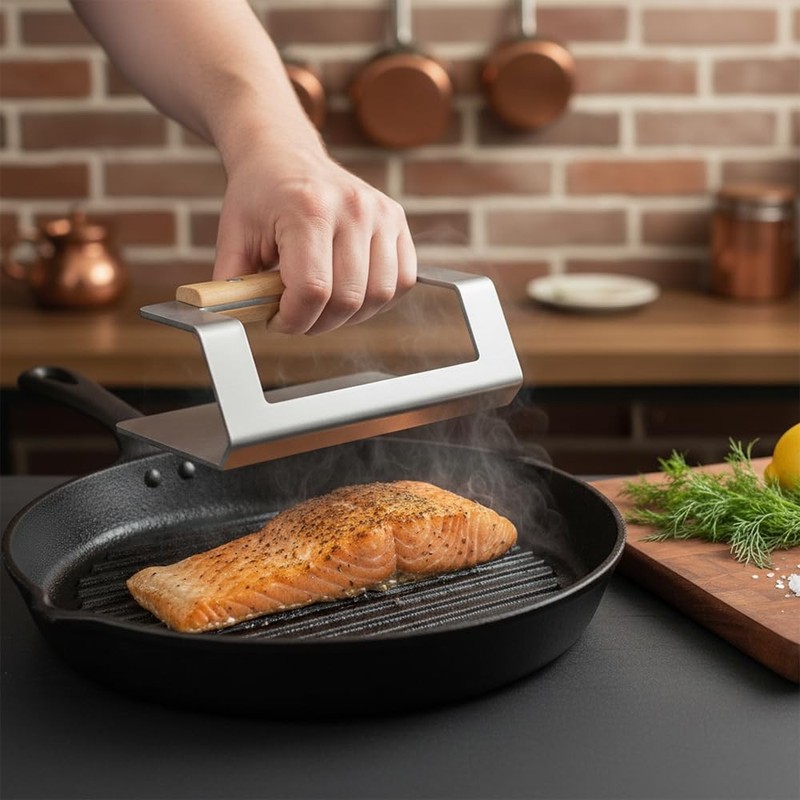 Smash Burger Press 6.3" 18/8 Stainless Steel 2.3 lbs - 3.4mm Thick for Perfect gallery