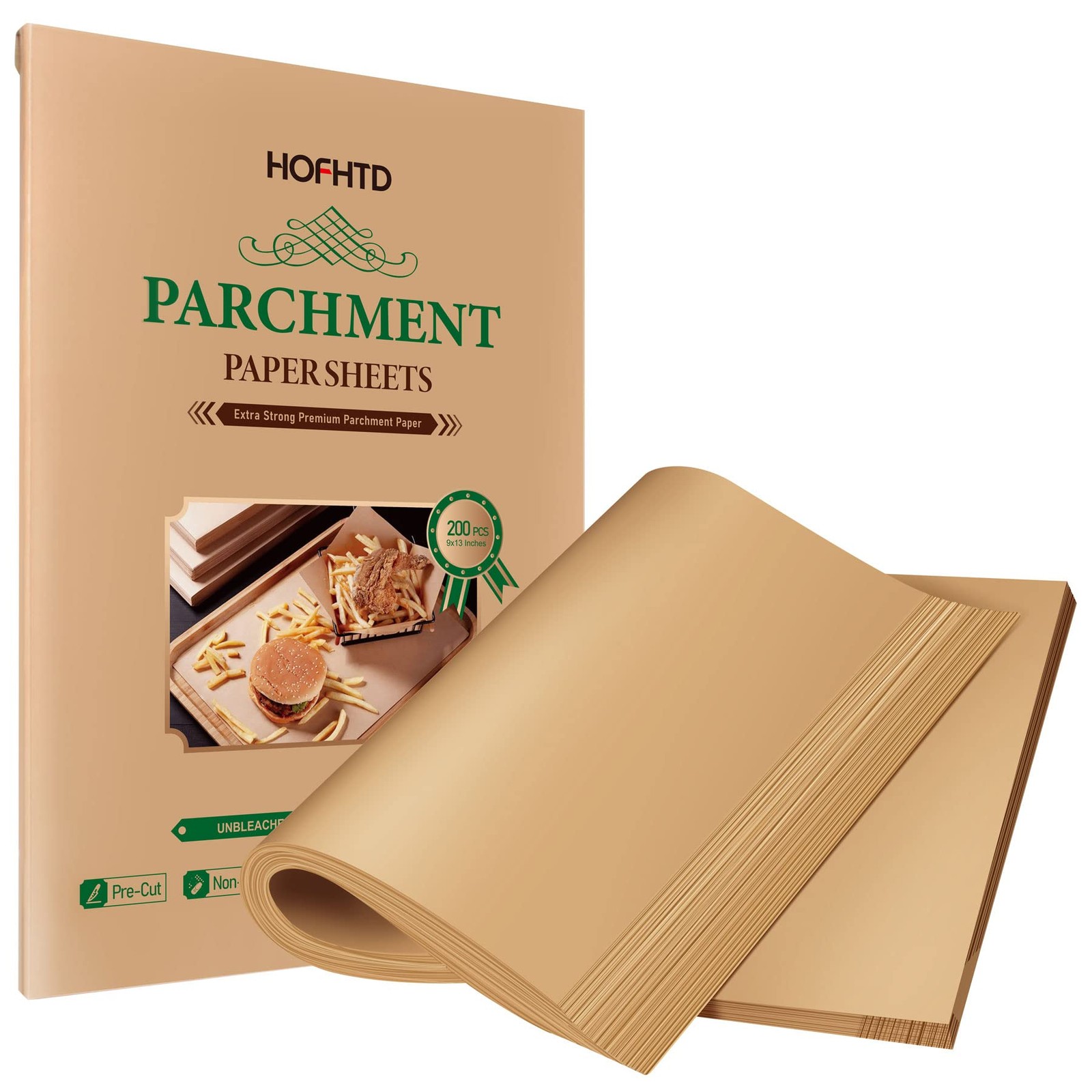 200 Pcs Parchment Paper Sheets 9 x 13 Inches, Precut 9"x13", Unbleached gallery