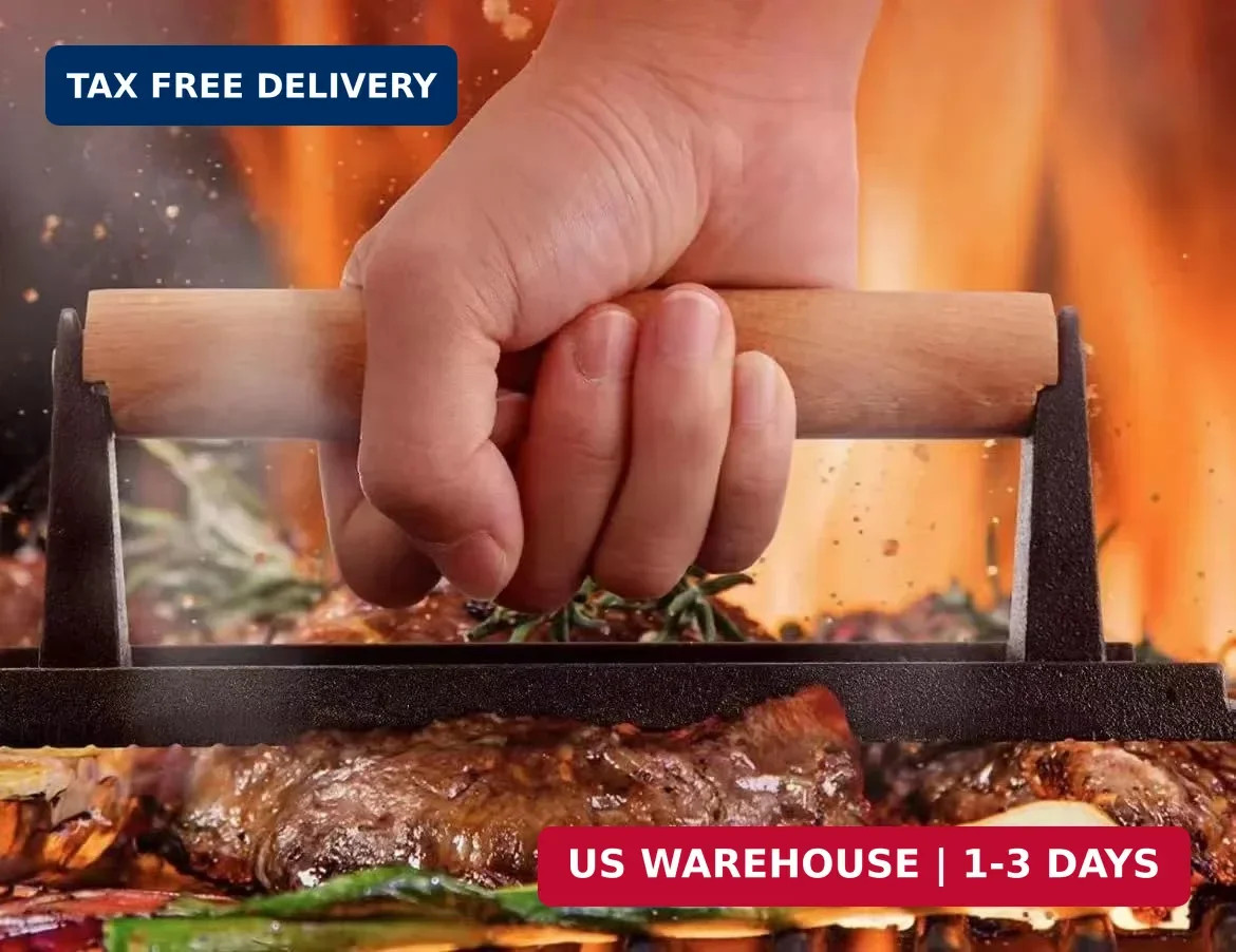 Kitchen Tools Heavy Duty Cast Iron Smash Burger Press Round Barbecue Meat Flat P gallery