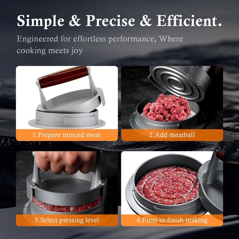 Hamburger Press Patty Maker, 3-In-1 Adjustable Burger Shaper Mold (1/2 Lb, 1/3 L gallery