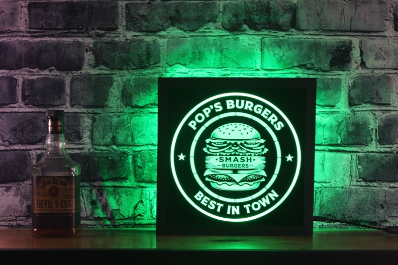 Smash Burger LED Sign Bar Lighted 12x12 Custom Non-Neon Cheeseburger gallery