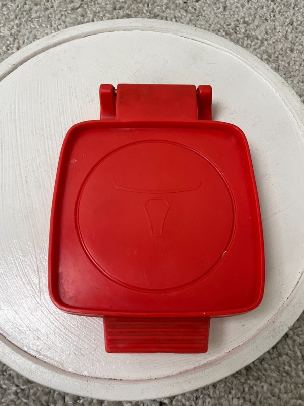 Vintage 4"x4" Kitchen Tool Hamburger Moulder Press Non-Stick Stuffed Red gallery