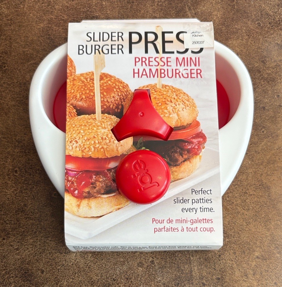 Joie Slider Burger Press Red Mini Hamburger Patty Maker Dishwasher Safe BPA-free