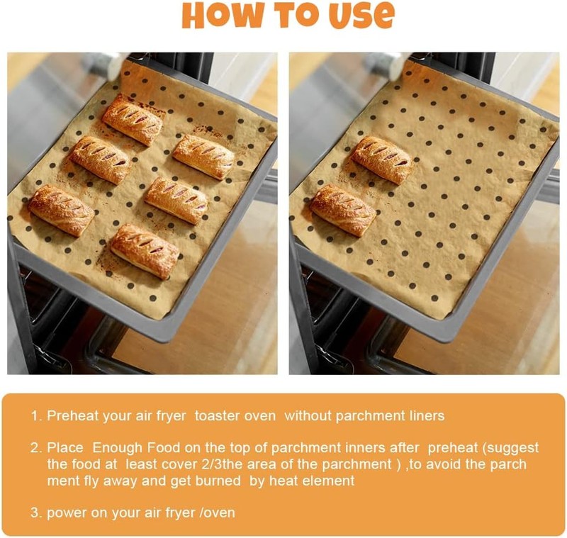 Air Fryer Disposable Parchment Paper Liners: 150pcs 9x11inch, Unbleached gallery