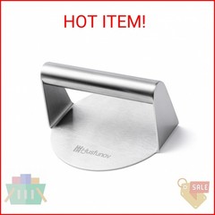 Husfunov Stainless Steel Burger Press, 5.5 Inch Round Smasher,Non-Stick Smooth H