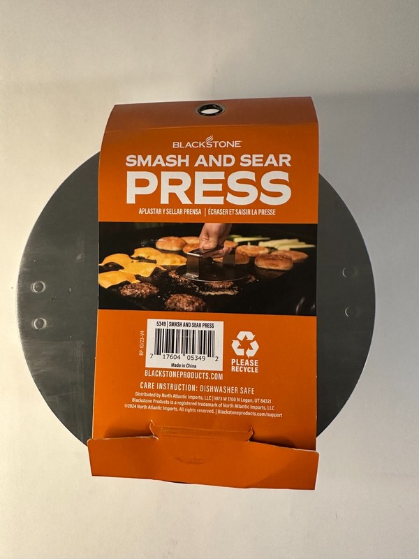 Blackstone 5349 Smash and Sear Press Burger Tool Stainless Steel Grill Gift 7" gallery